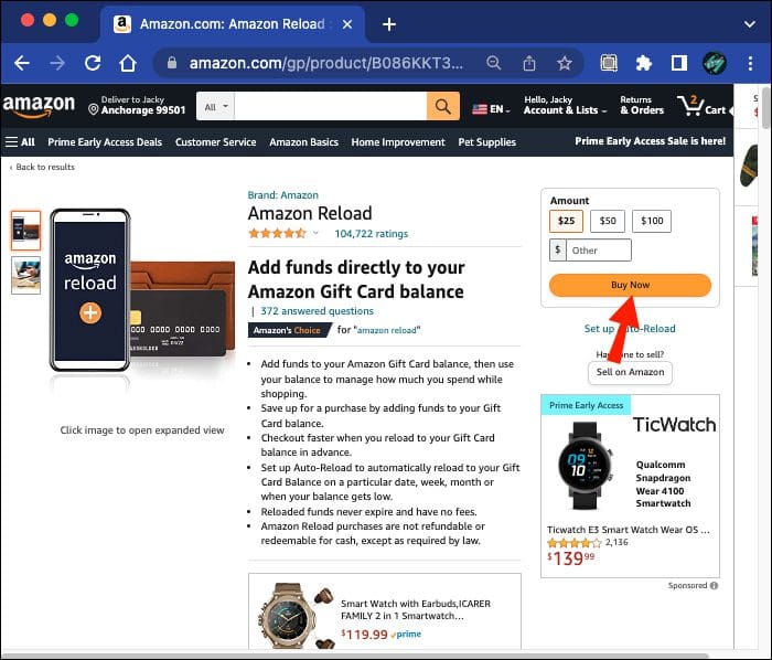 Use American Express gift card on Amazon